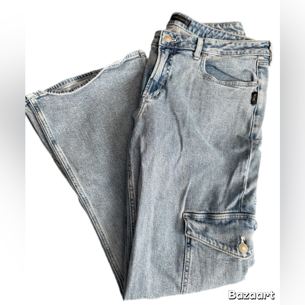 Silver Jeans Light Blue Wide Leg Cargo Jeans